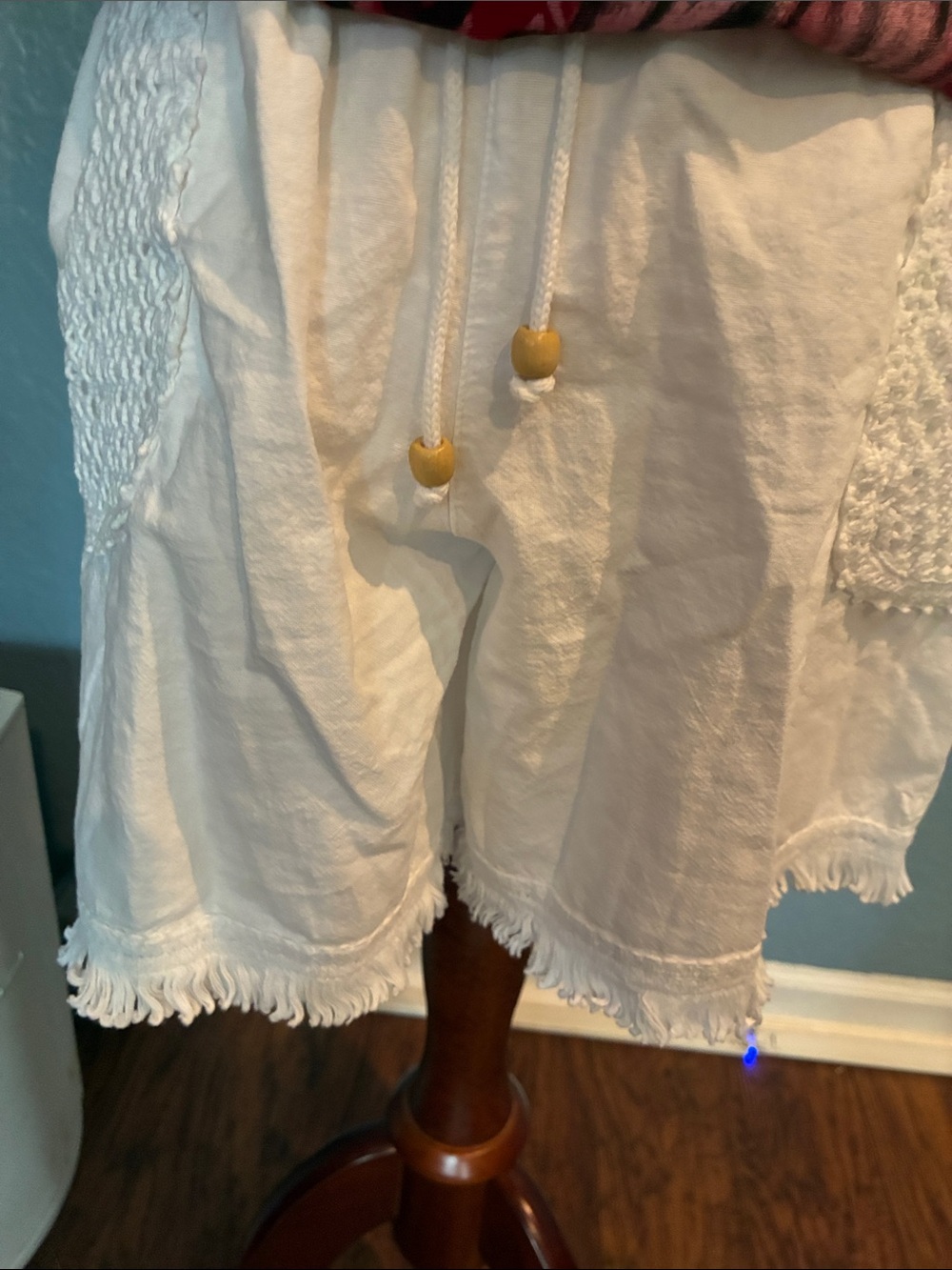 Women’s White Fringe Swim Cover-Up Shorts
